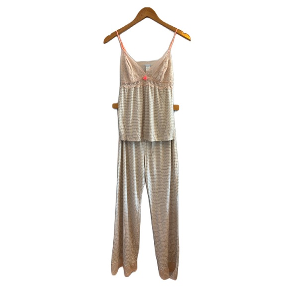 Eberjey Other - Anthropologie Eberjey Tan & Cream Printed Cami & Long Pant Pajama Set Size M